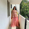 Teeya Creation Peach Color Crunchy Silk Embroidery Work Festiwal Wear Salwar Suit
