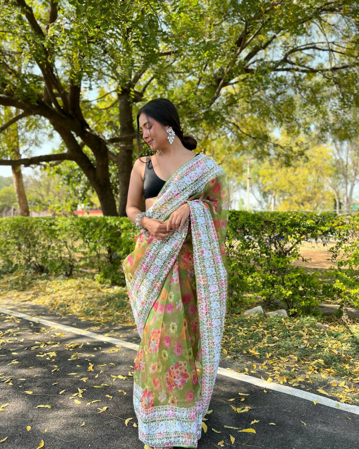 Vamsee Green Organza Saree