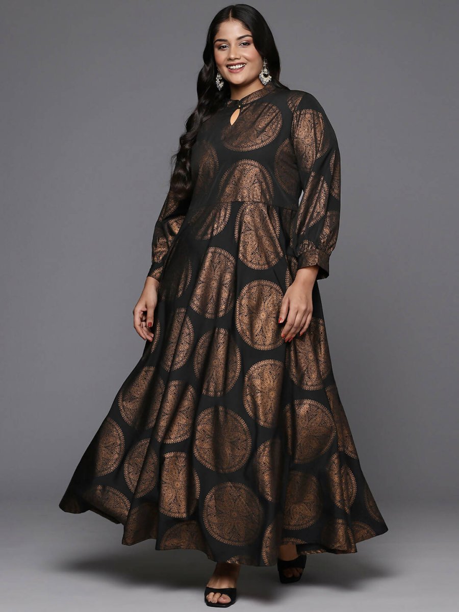 Ahalyaa Women's Traditional wear Ethnic Dress - Black