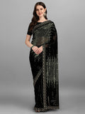 Vegaa Fashion Black Georgette Embroidered Party Wear Saree