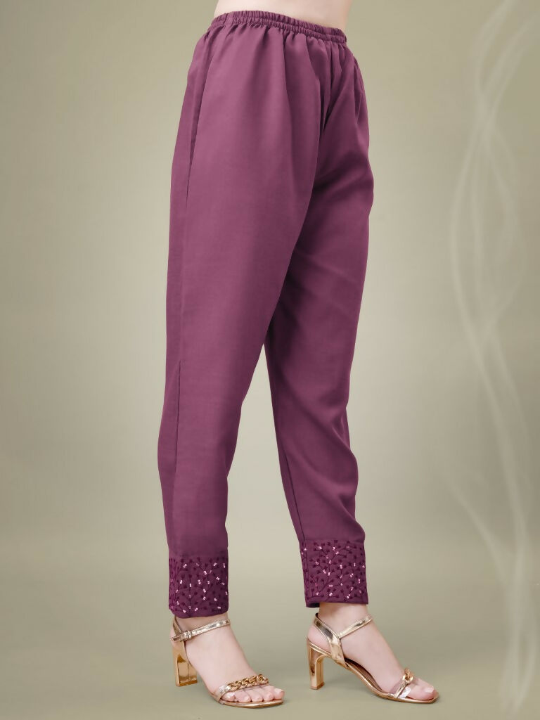 Jyoti Fashion Women's Onion Cotton Blend Embroidery & Sequence work Kurta with Trouser & Dupatta
