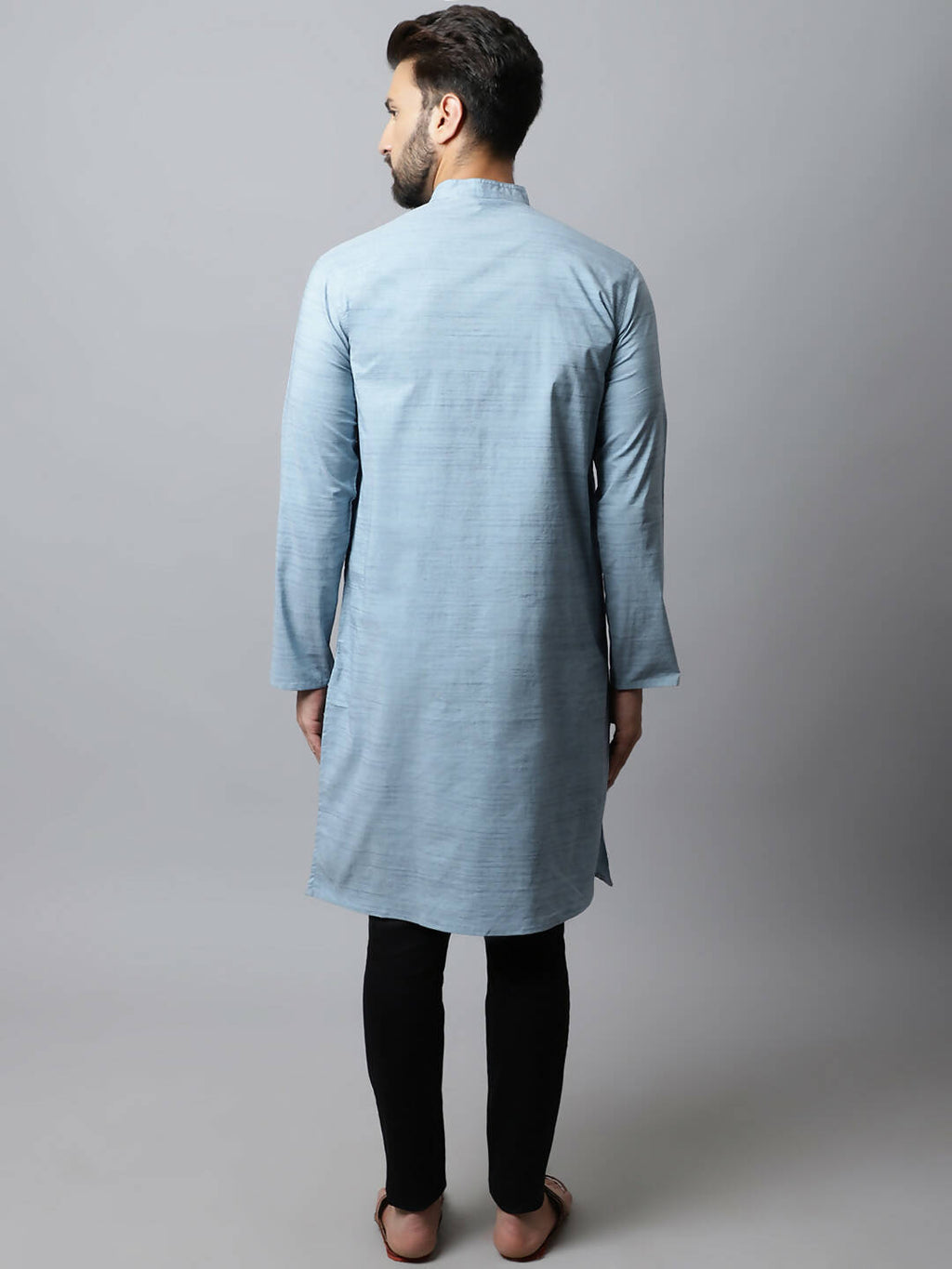 Even Apparels Blue Color Cotton Pure Cotton Men's Kurta With Side Placket (SLD1156)