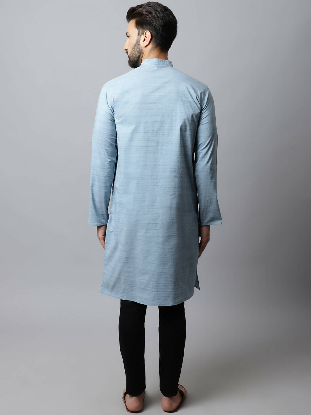Even Apparels Blue Color Cotton Pure Cotton Men's Kurta With Side Placket (SLD1156)