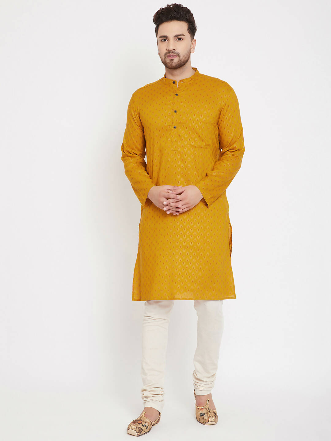 Even Apparels Yellow Rayon Wedding Men's Kurta For Haldi