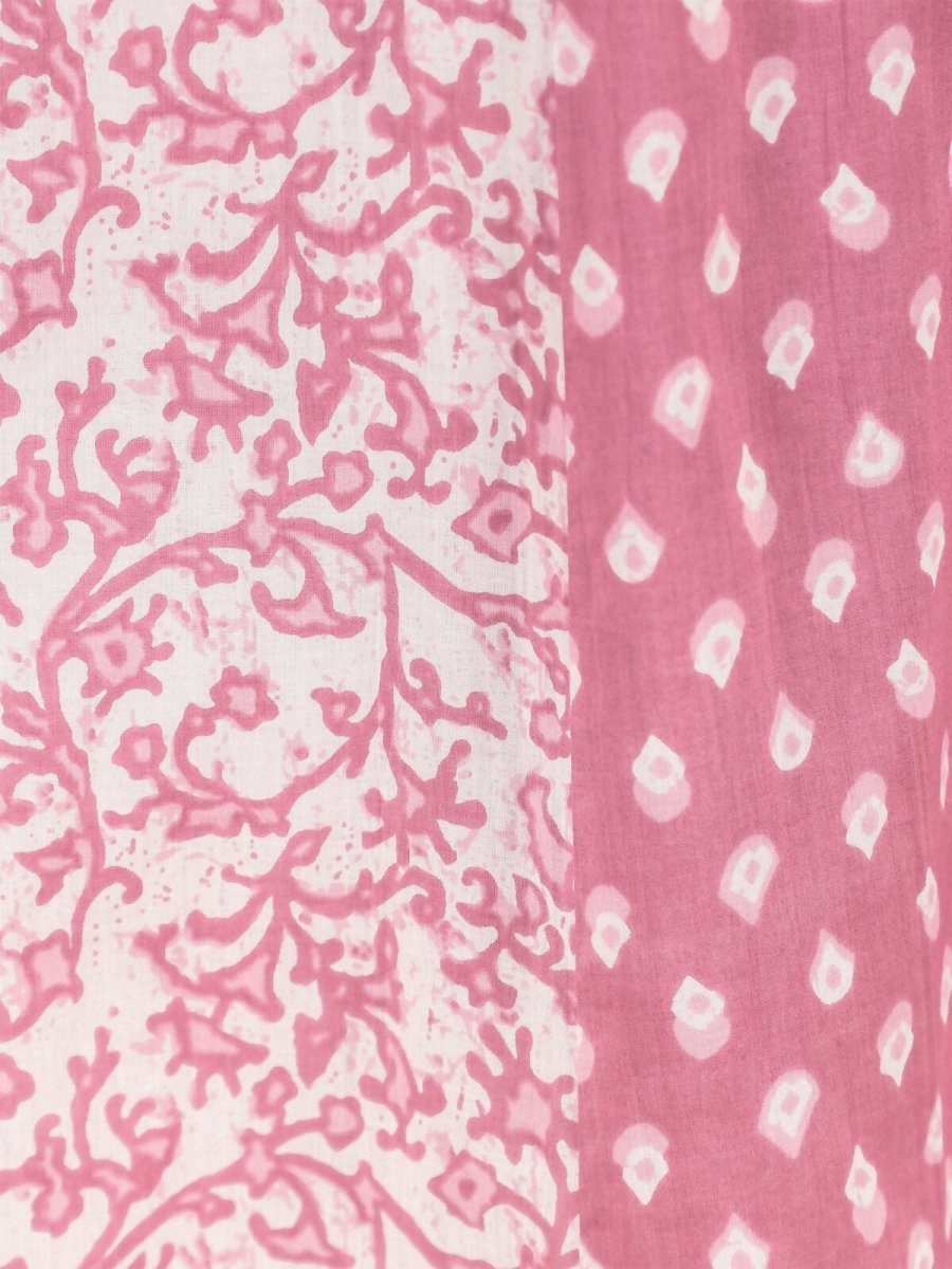 Aramya Anarkali Soft Cotton Block Print Women's Kurta Set - Pink