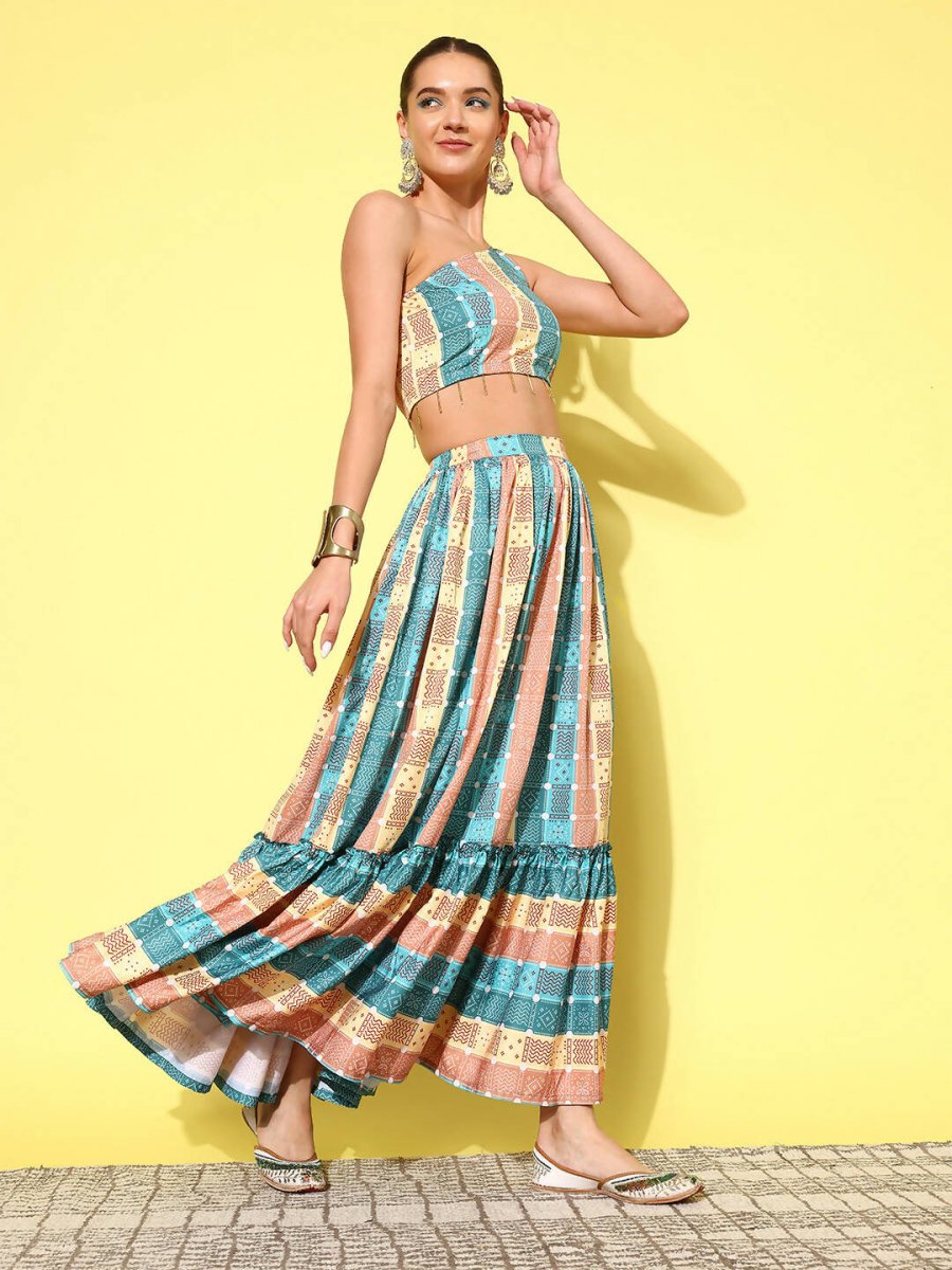Ahalyaa Women's Traditional wear Co-ords - Green
