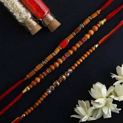 Set of 3 Beads Rakhi & Dry Fruits Jars