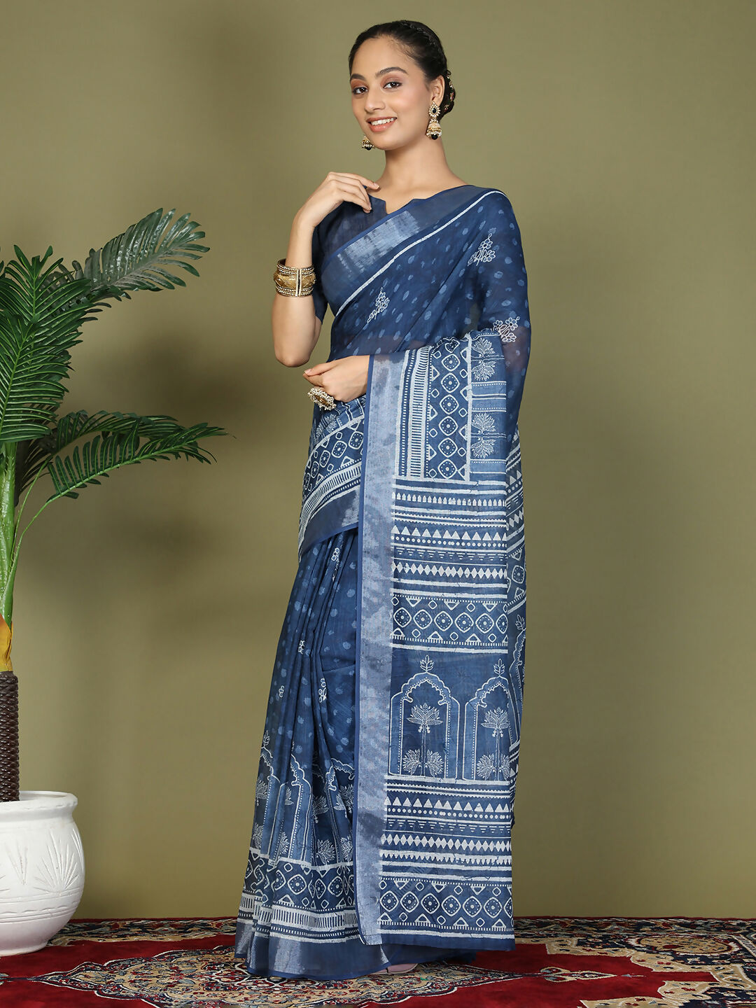 Shree Shyam Fashion Cotton Blue Saree