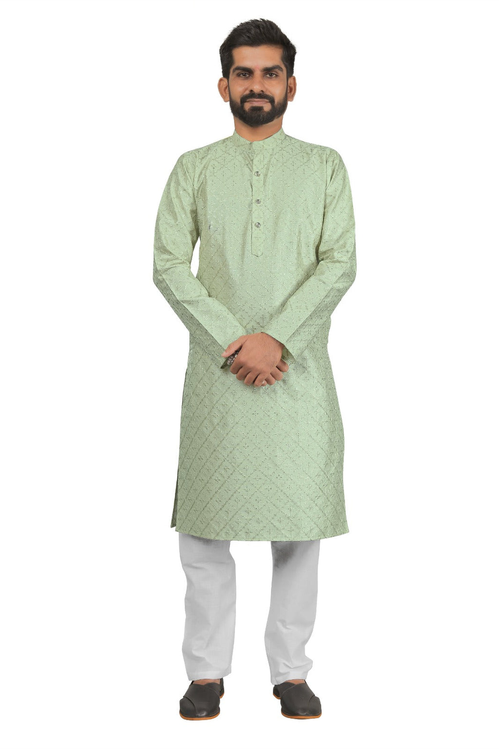 DEIANA'S Fancy Embroidery kurta Payjama Set For Men's (Pista)