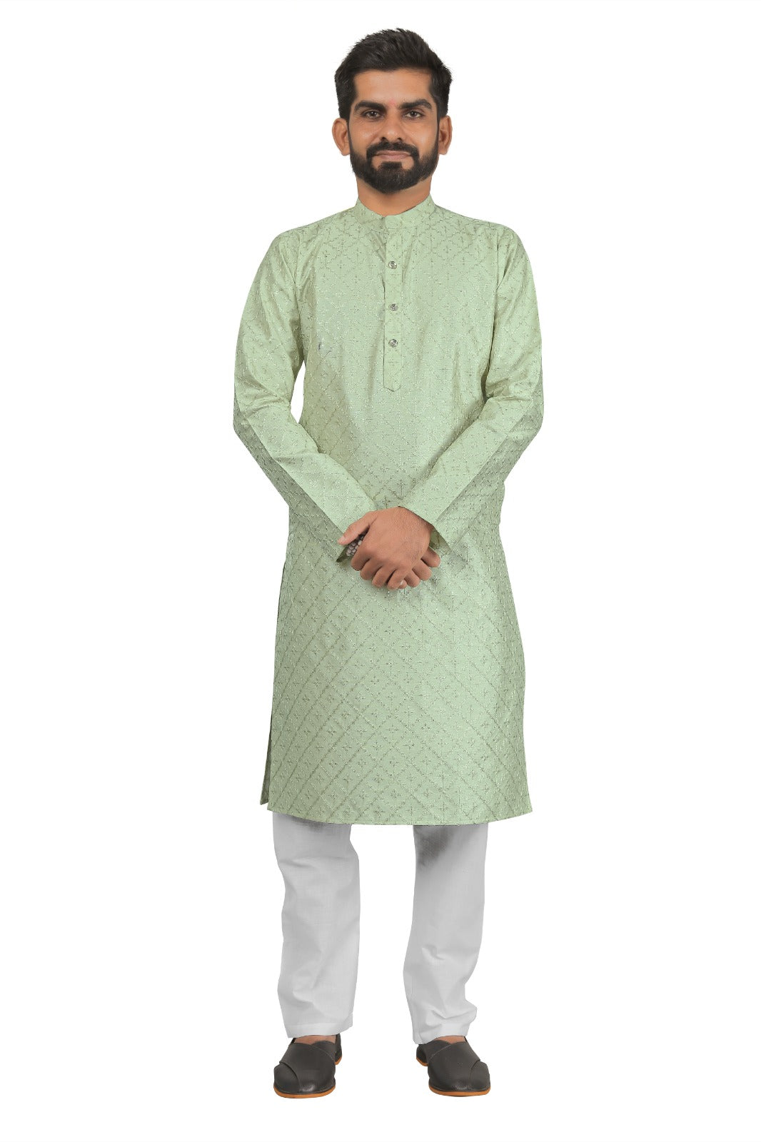 DEIANA'S Fancy Embroidery kurta Payjama Set For Men's (Pista)
