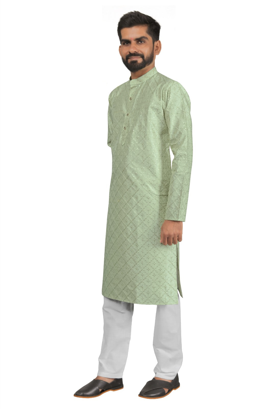 DEIANA'S Fancy Embroidery kurta Payjama Set For Men's (Pista)