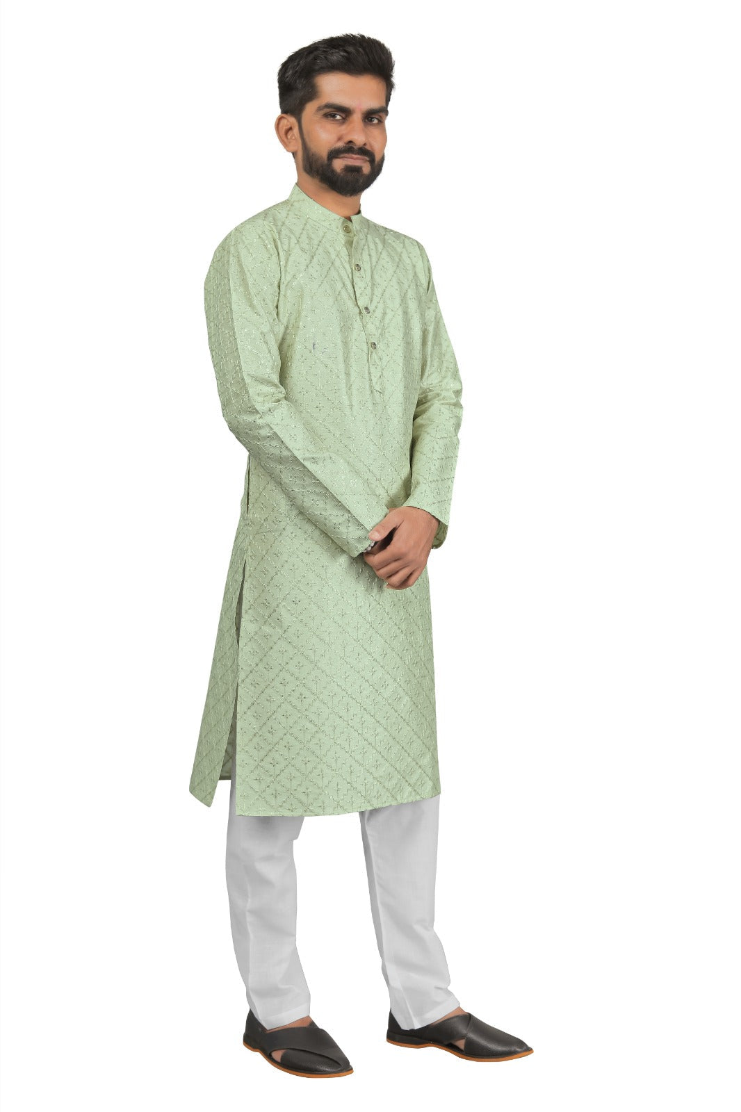 DEIANA'S Fancy Embroidery kurta Payjama Set For Men's (Pista)