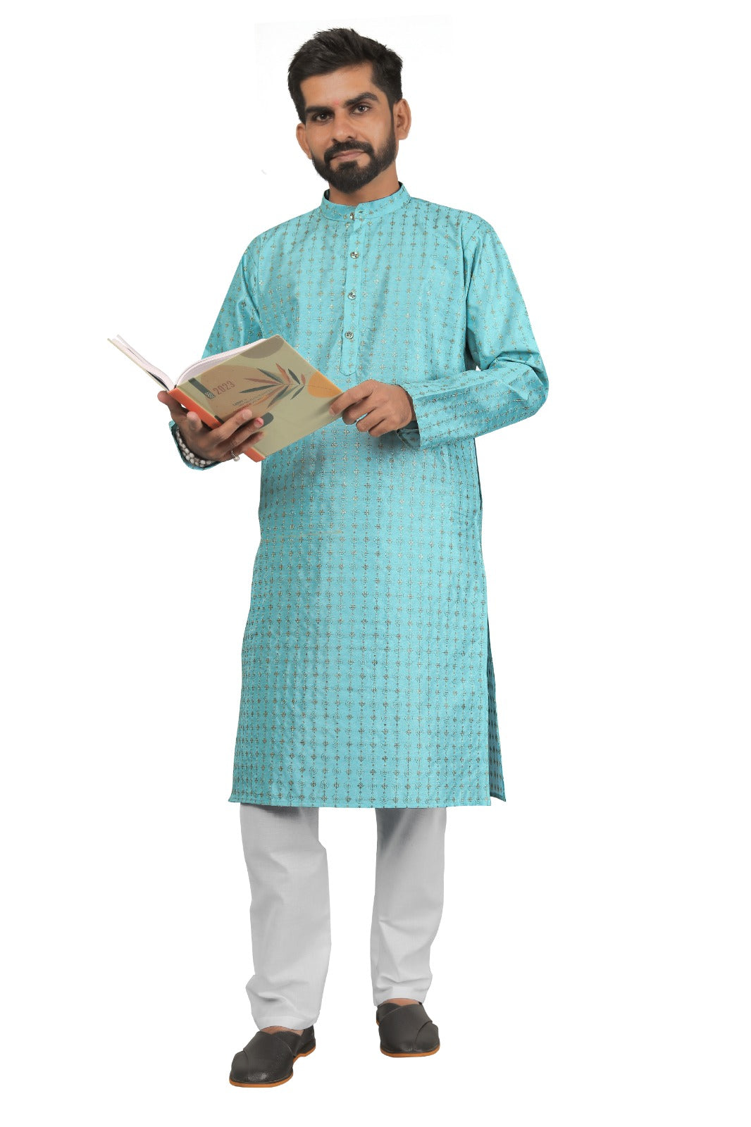 DEIANA'S Fancy Embroidery kurta Payjama Set For Men's (Sky Blue)