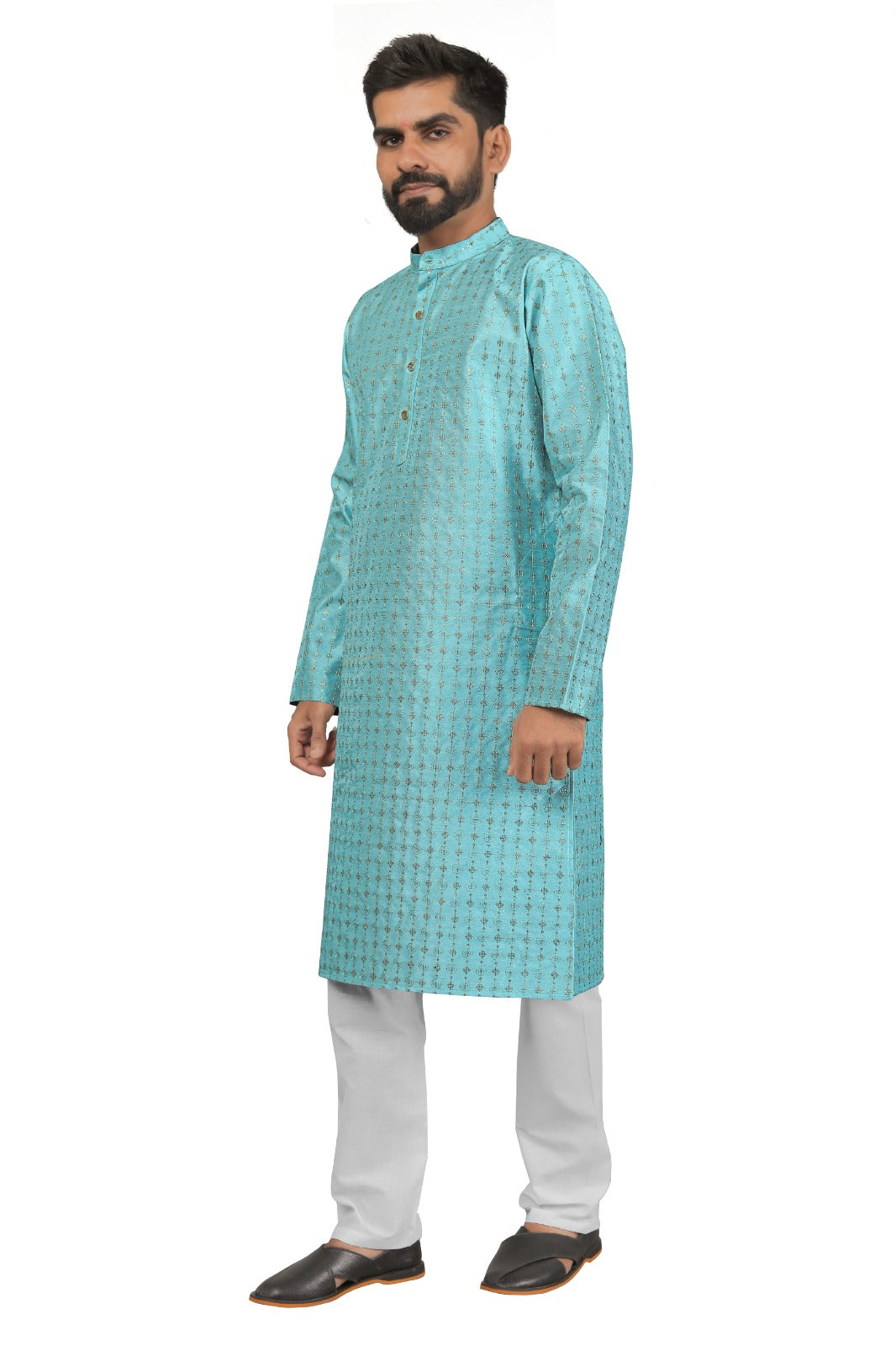 DEIANA'S Fancy Embroidery kurta Payjama Set For Men's (Sky Blue)