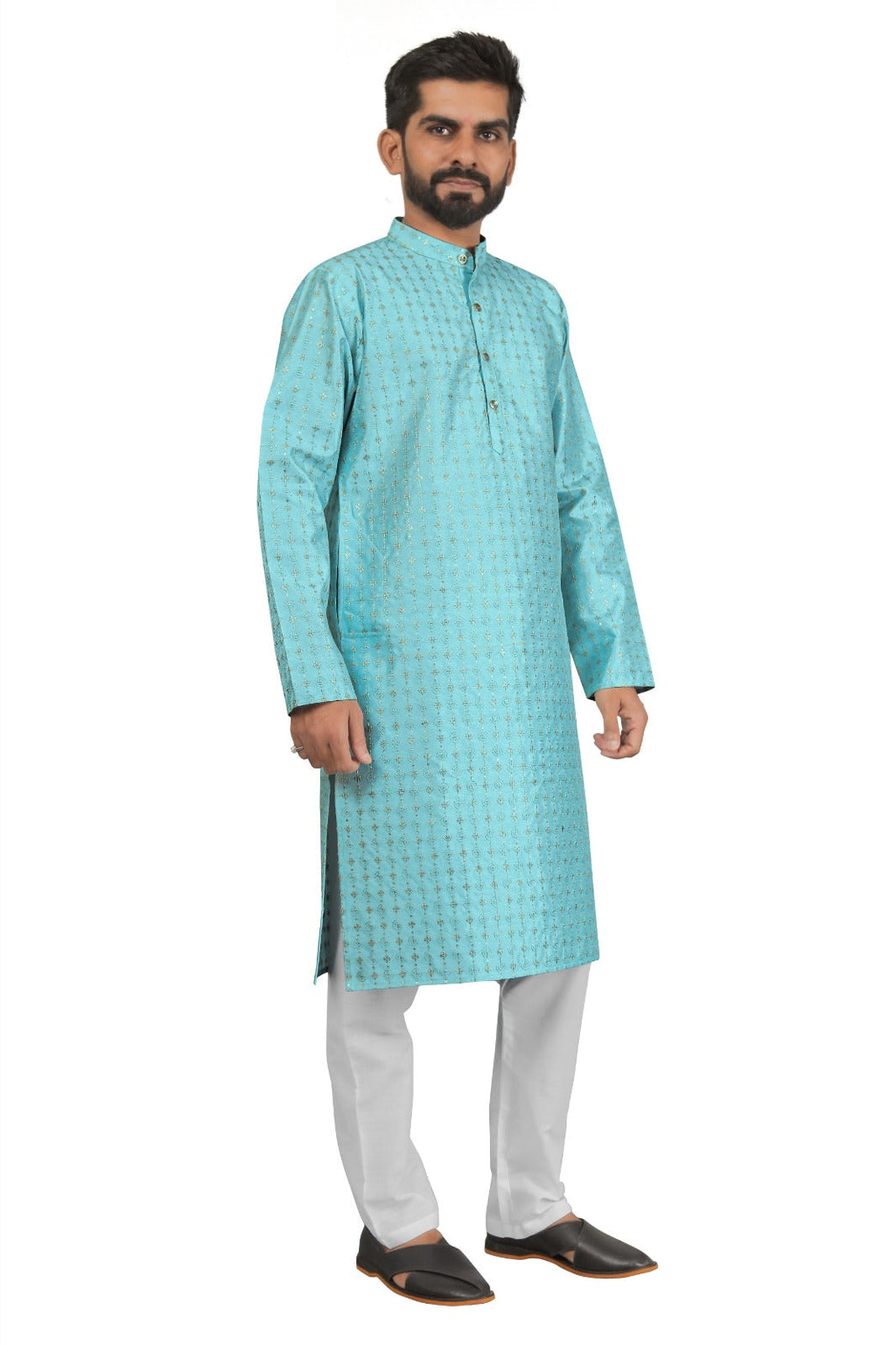 DEIANA'S Fancy Embroidery kurta Payjama Set For Men's (Sky Blue)