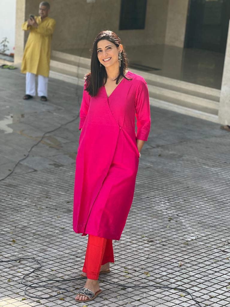trueBrowns Pink Angrakha Set