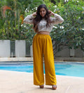 Jompers Women Mustard Solid Straight Palazzos