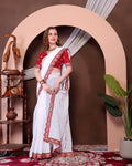 Teeya Creation White Color Georgette Fabric Chikankari Work Saree