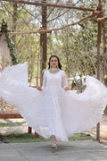 Evanik White Faux Blooming Gown With Dupatta With Rich Sequins Embroidered work