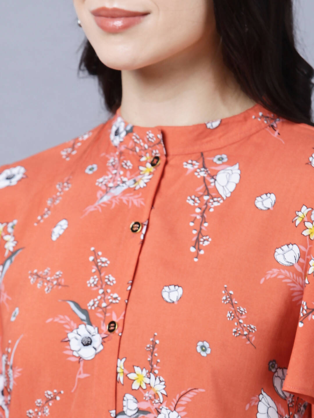 Myshka Stylish Orange Viscose Short Sleeve Women's Top