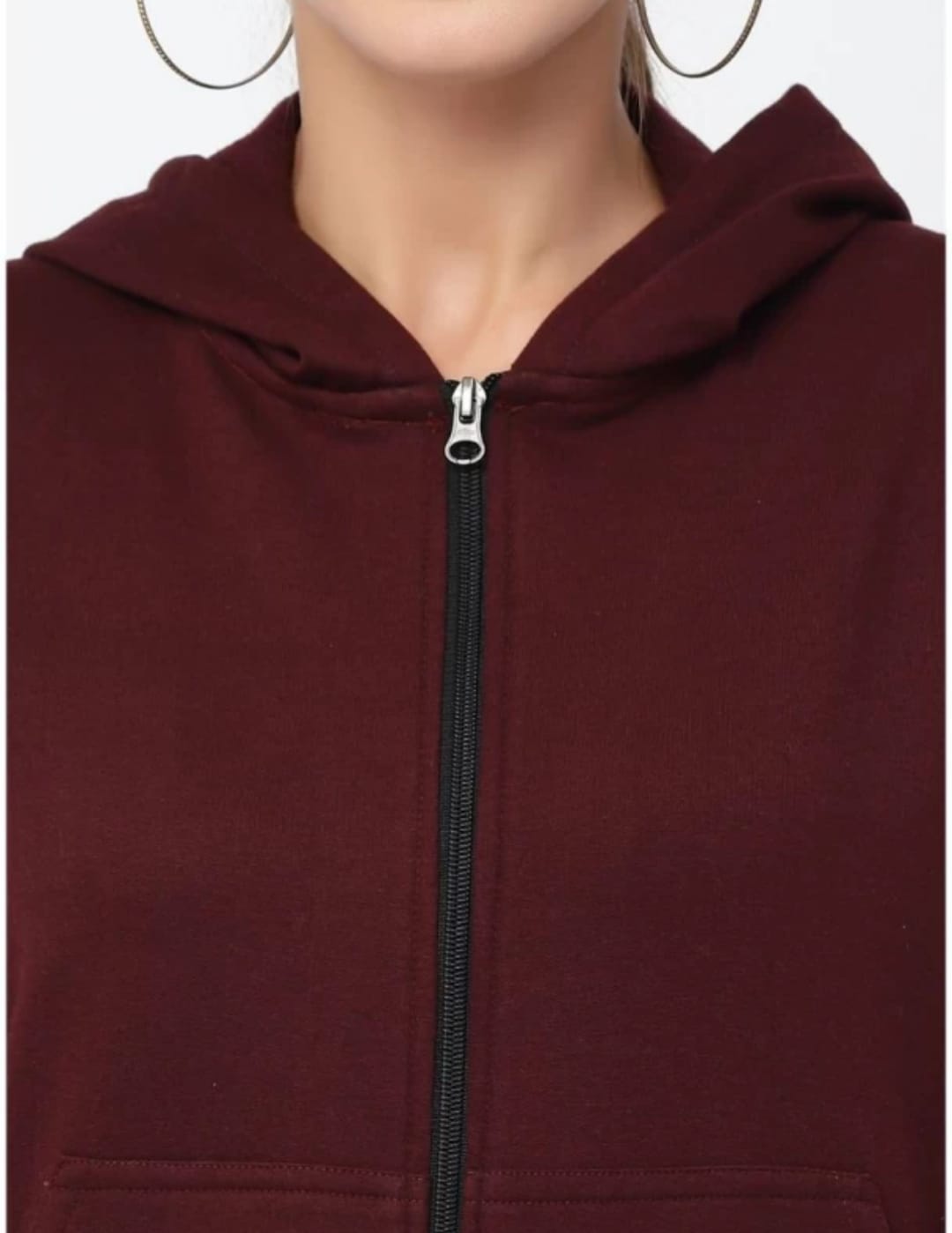 PAVONINE Wine Color Casual Winter Wear Hoodie Sweatshirt For Girls