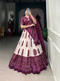 Lorenvalley Wine Tussar Silk with Bandhej Print Lehenga Choli