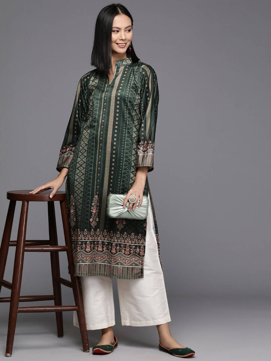 Ahalyaa Women's Traditional wear Kurta - Dark Green