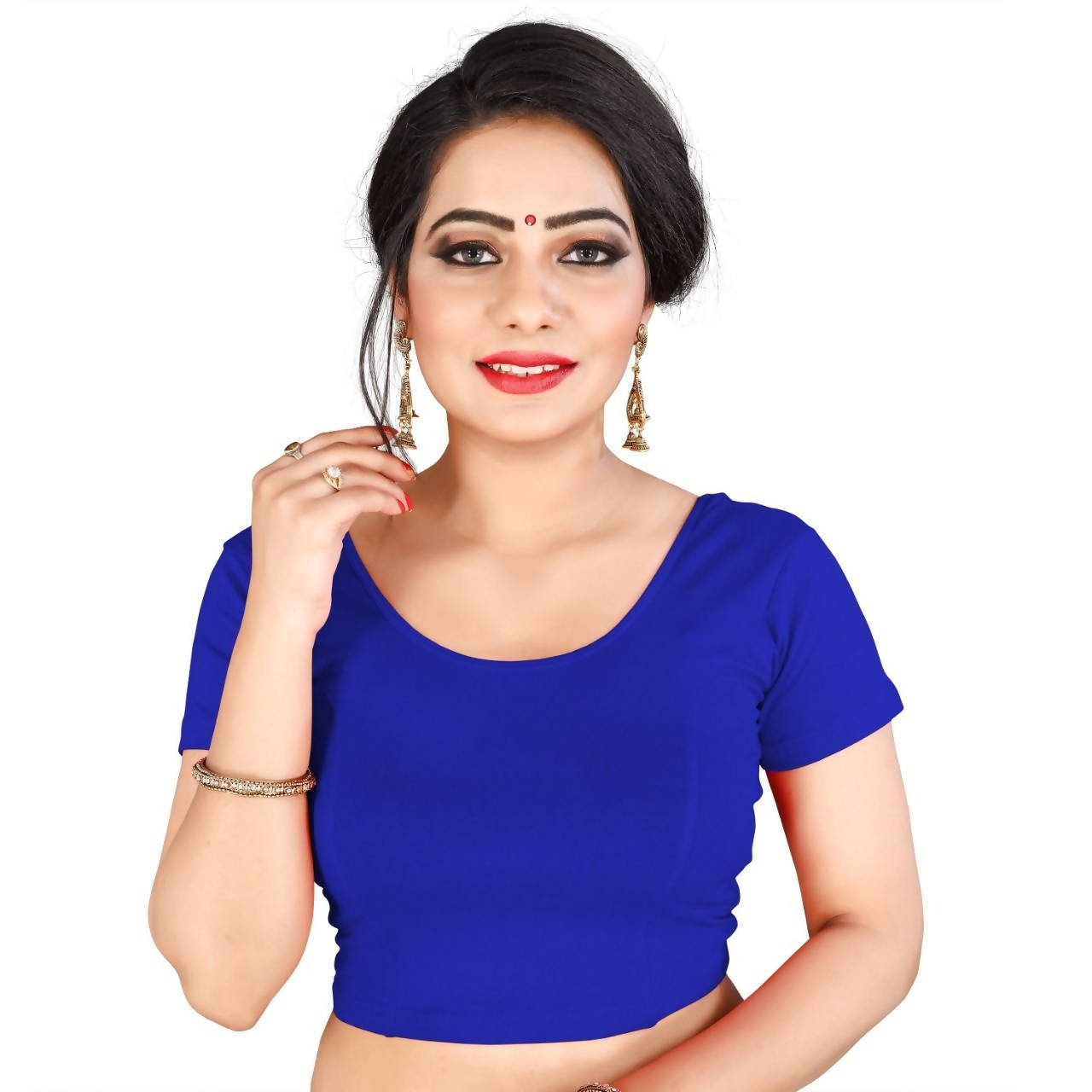 Vamika Blue Lycra Plain Blouse