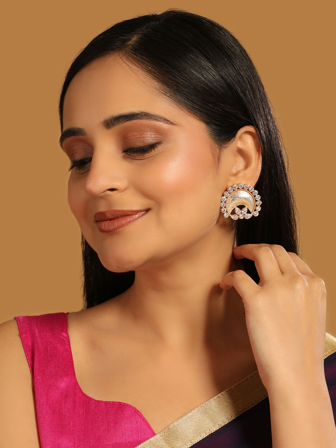 Nuyug 22K Gold Plated Crescent Glow Earrings