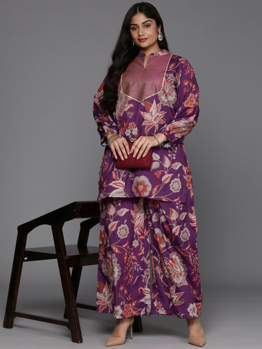 Ahalyaa Women's Traditional Wear Co-ords - Purple