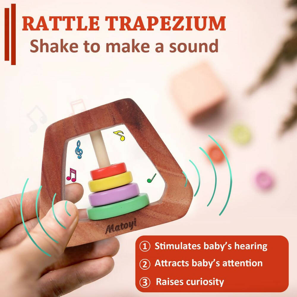 Matoyi Rattles Combo For Kids - (Trapezium & Fish)