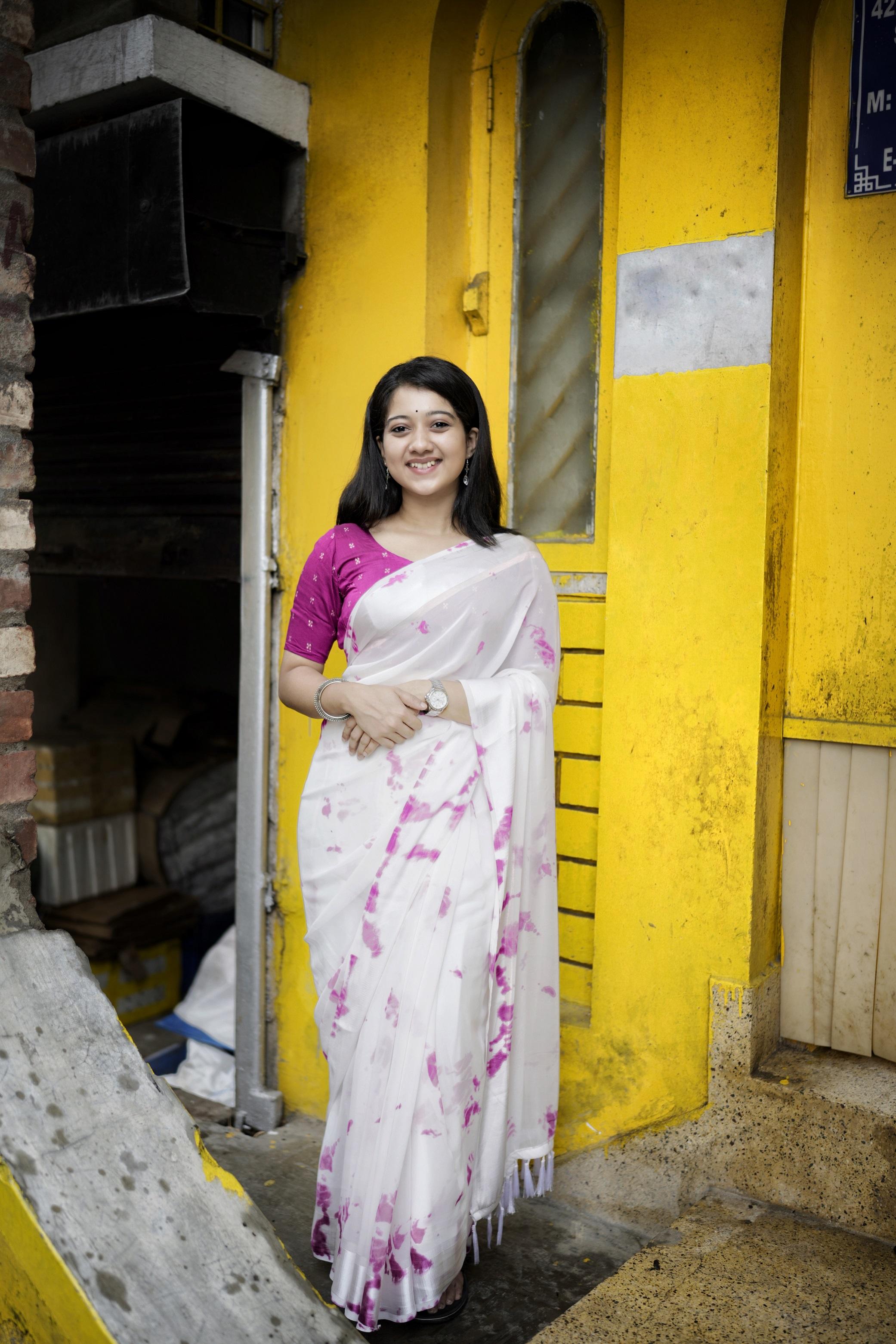 Rani Poly Georgette Tie and Dye Saree with Unstitched Blouse - Hiral Fashion