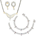AanyaCentric Gold-Polished Mangalsutra Pendant Earring Set & Silver Plated Anklet