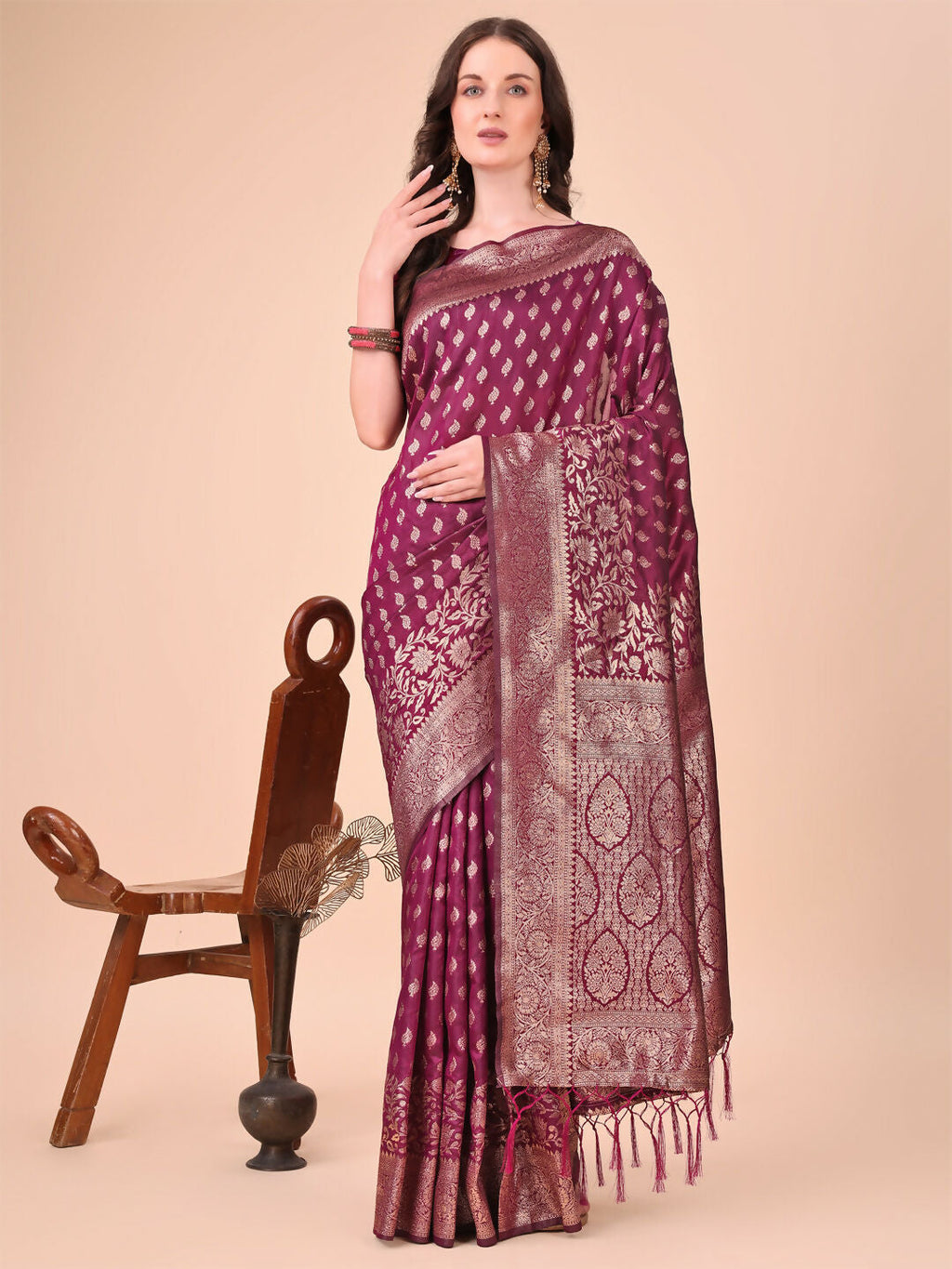 Shree Shyam Fashion Lichi Silk Purple Saree