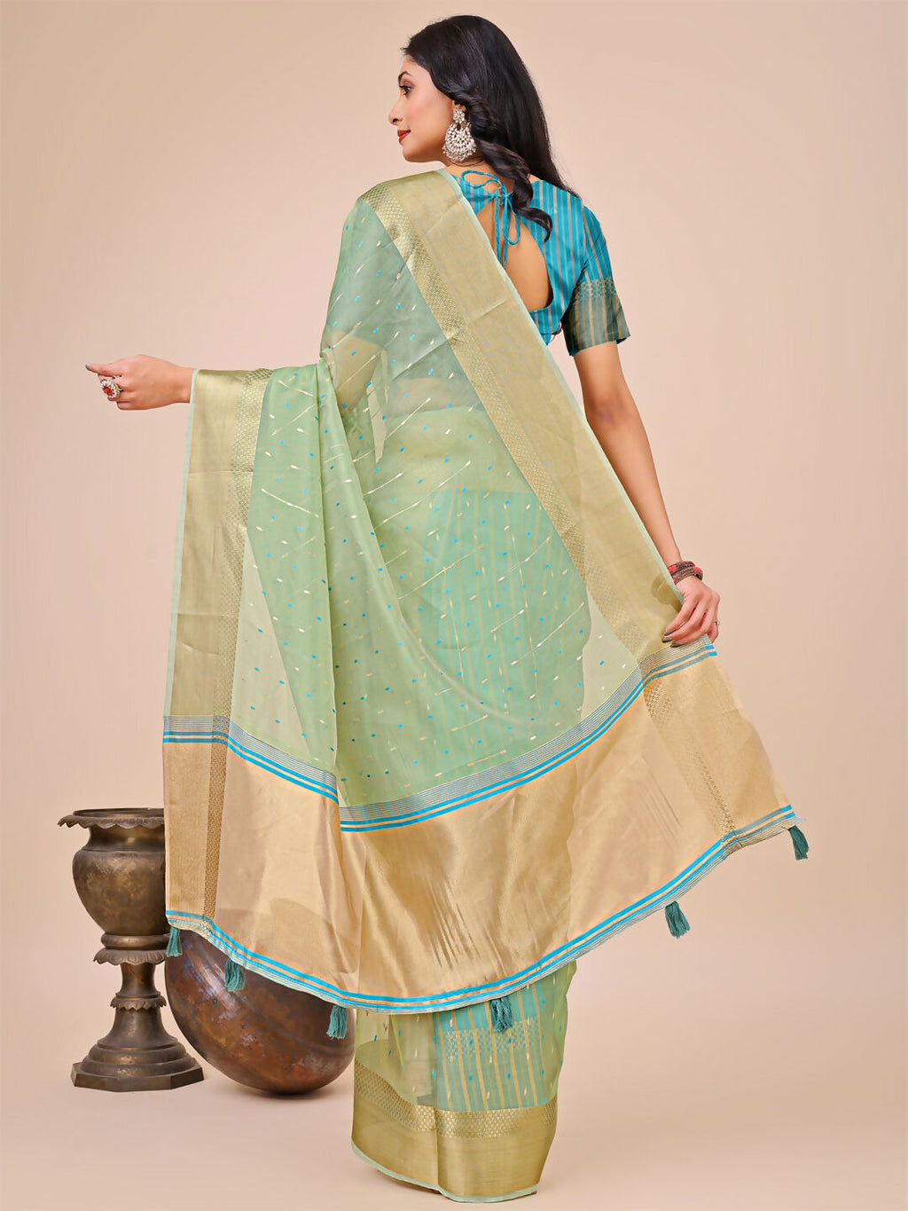 Shree Shyam Fashion Florance Green Organza Saree