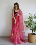 Vamsee Pink Organza Saree