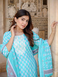 Yufta Women Floral Embroidered Regular Thread Work Kurta with Trousers & Dupatta
