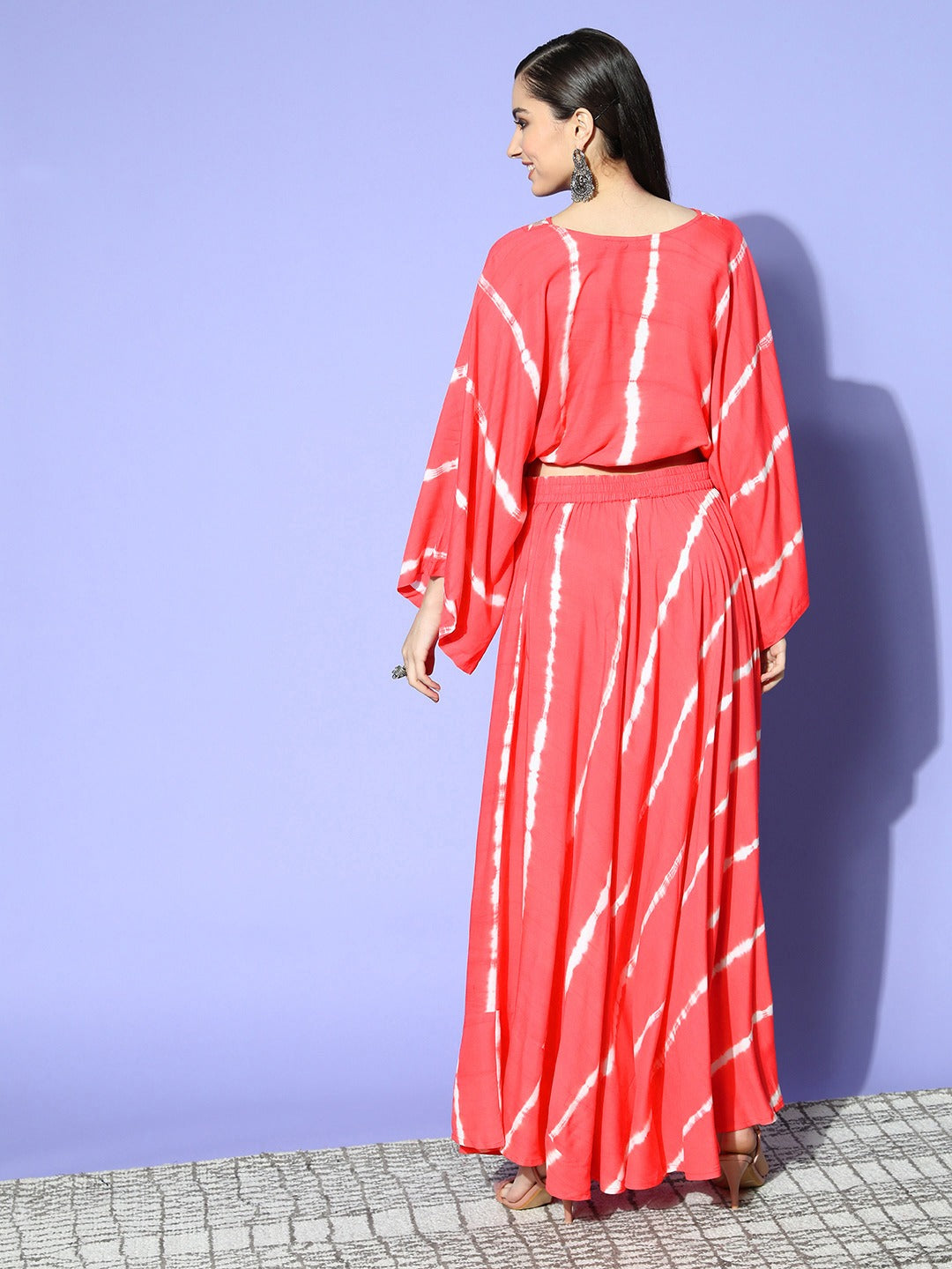 Yufta Women Lehriya Print Top With Skirt