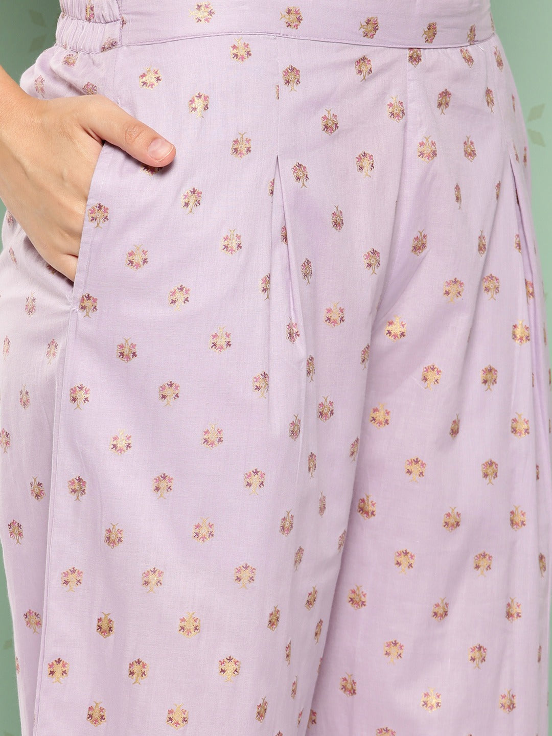 Yufta Women Printed Cotton Top with Trousers with Shrug