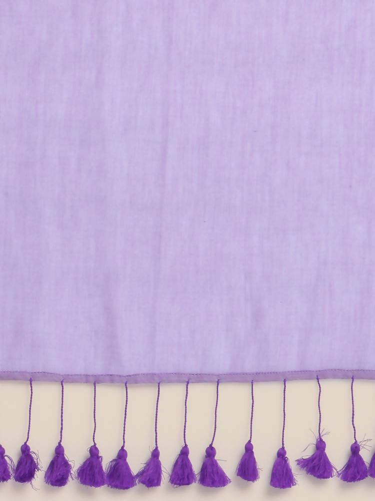 Suta Lavender Solid Mul Saree