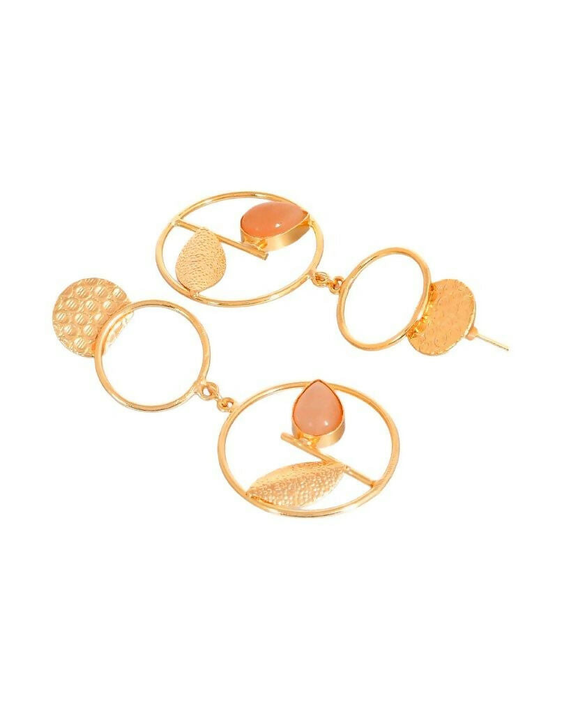 VOJ One Gram Gold-Polished Round Shaped Drop Earrings