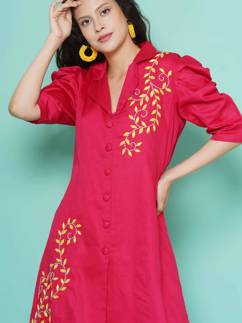 Women Republic Pink Cotton Silk Embroidered and Embellished Coord Set