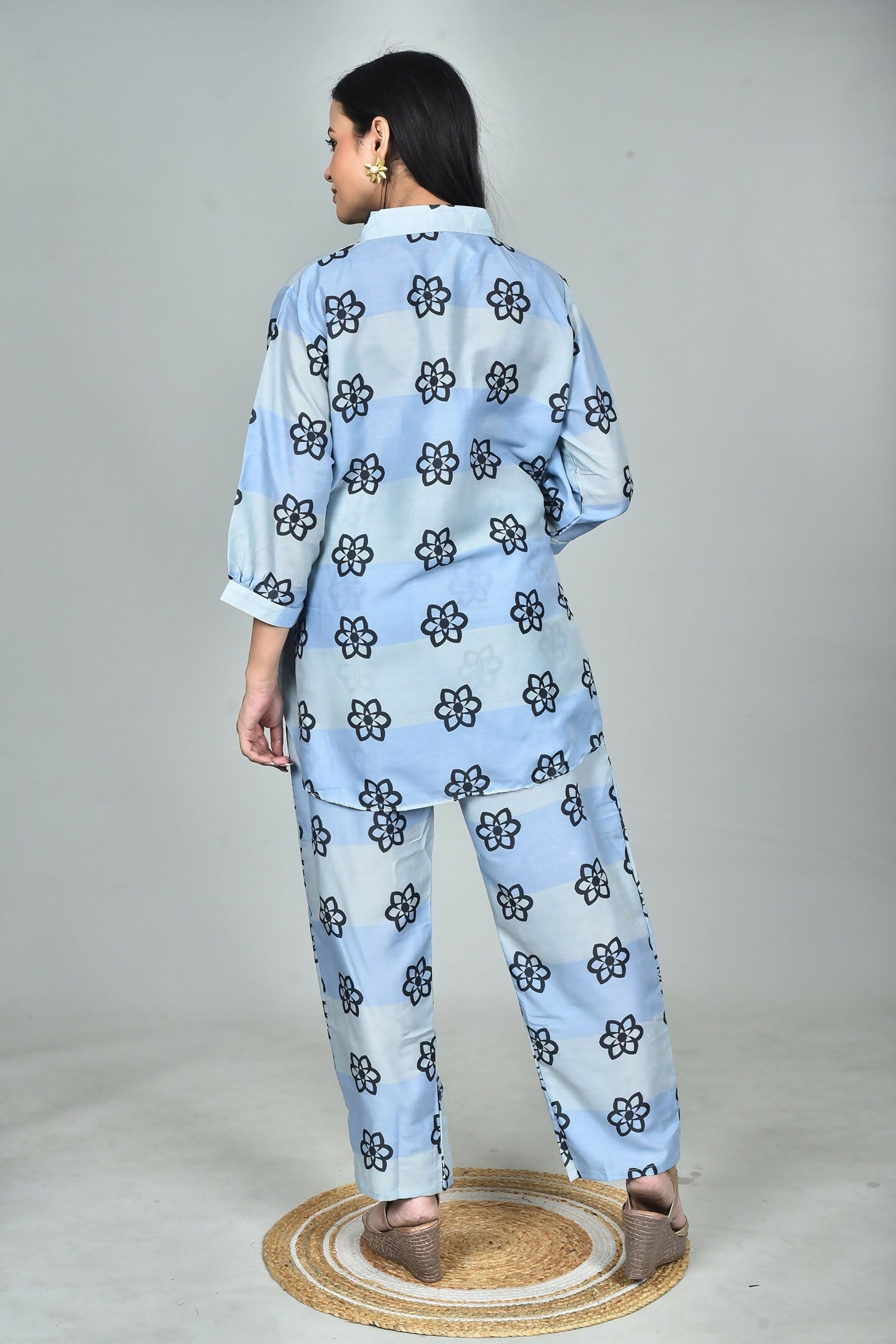 Morchari Digital Print Semi Muslin Co-Ord Set Top & Trouser-Multicolor
