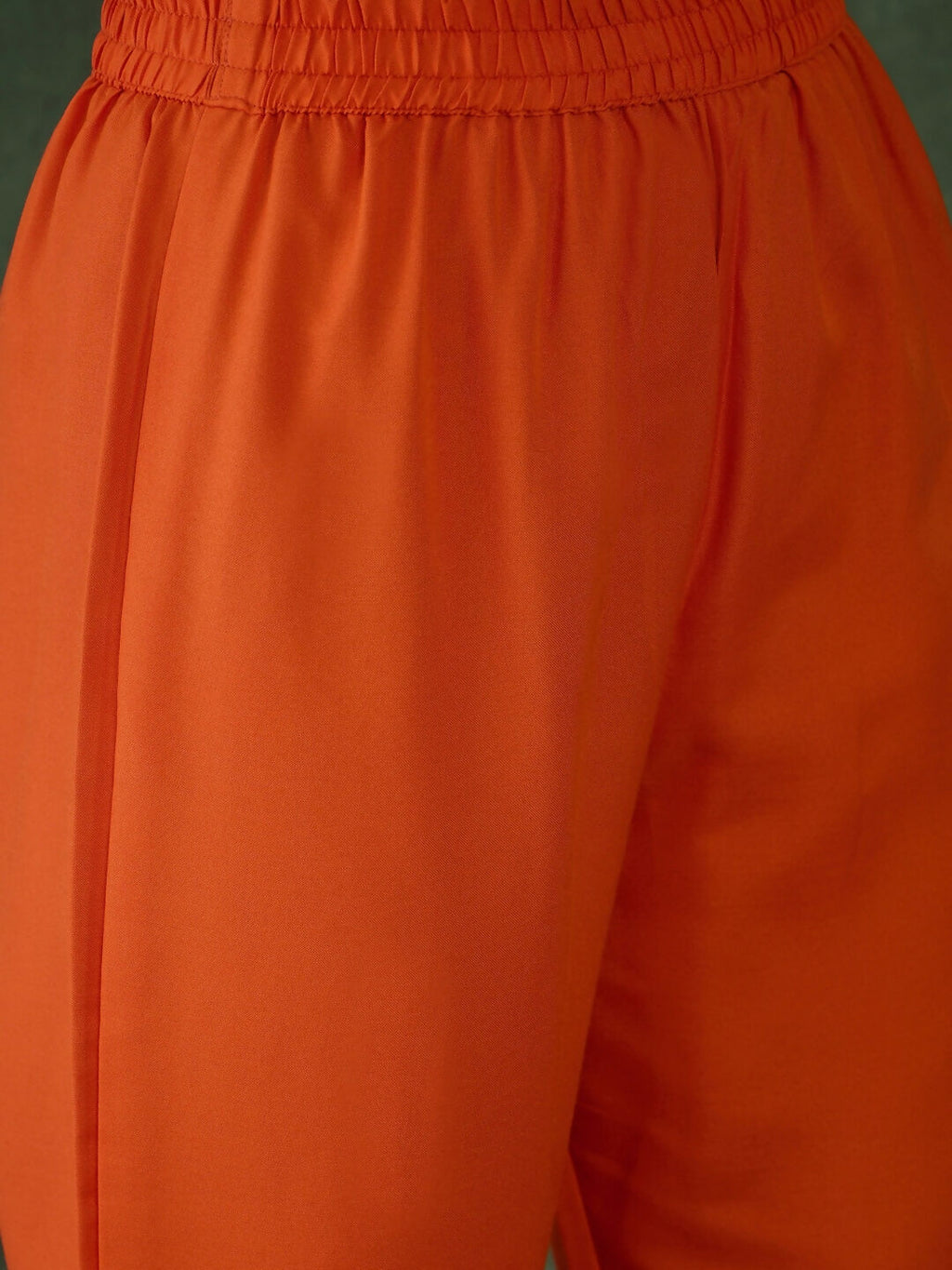 The52 Orange Women's Gorgeous Embroidered Chinon Fabric Flared Kurta Pant and Dupatta Set