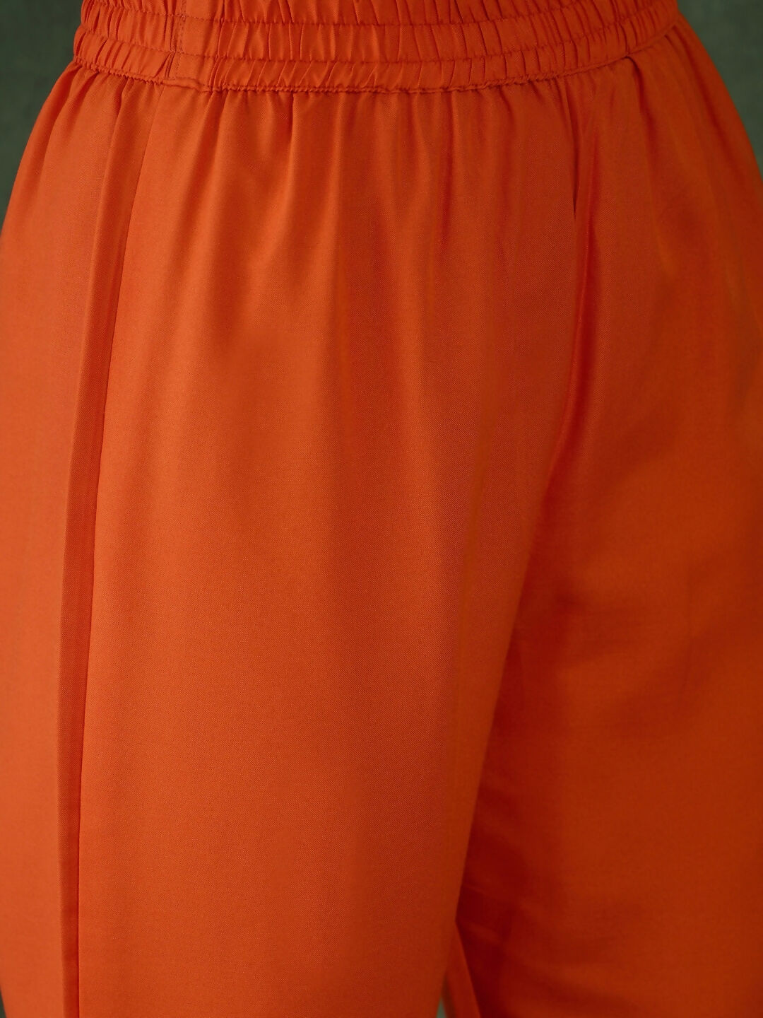 The52 Orange Women's Gorgeous Embroidered Chinon Fabric Flared Kurta Pant and Dupatta Set