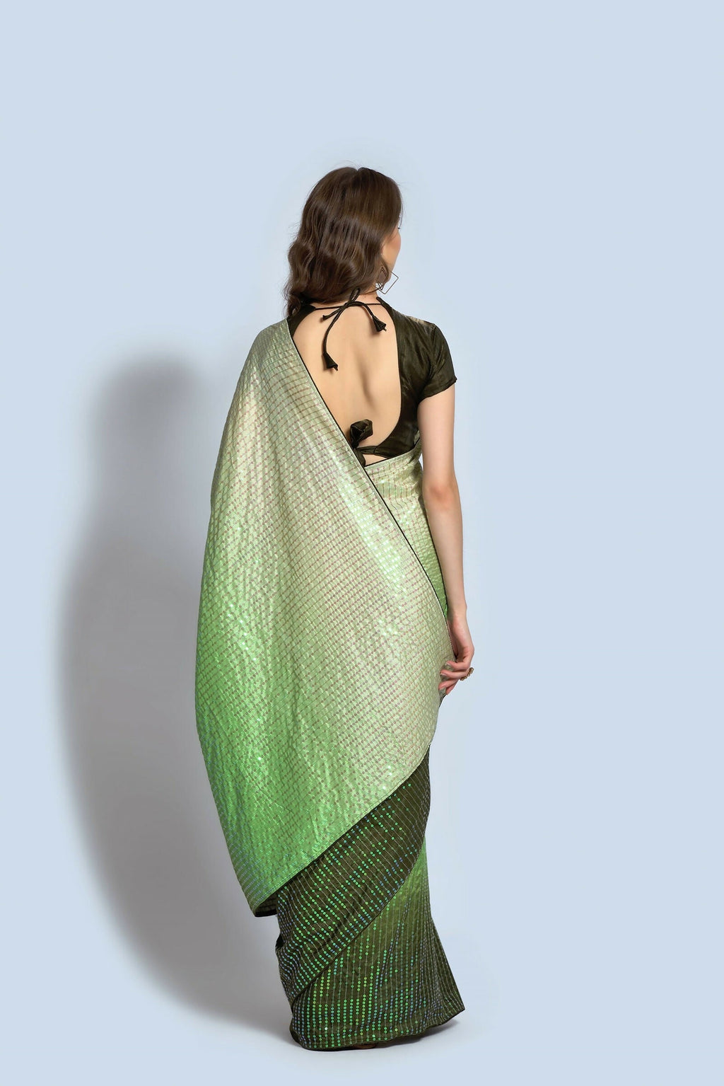 Vegaa Fashion Light Green Vichitra Silk Embroidered Party Wear Saree