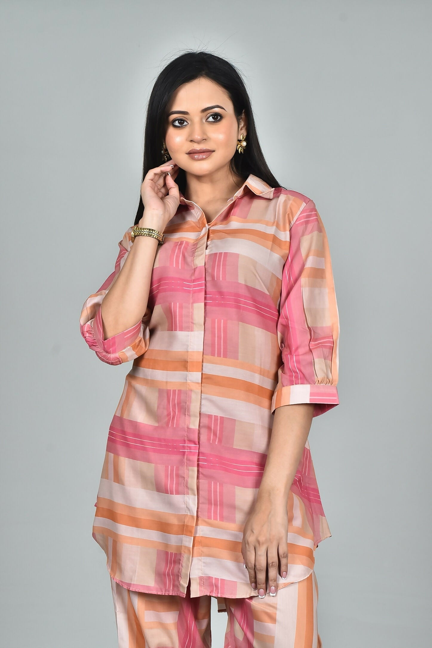 Morchari Digital Print Semi Muslin Co-Ord Set Top & Trouser-Multicolor