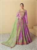 Vastranavya Lavender Muslin Printed Sequins Beads Work Abaya Style Anarkali Suit
