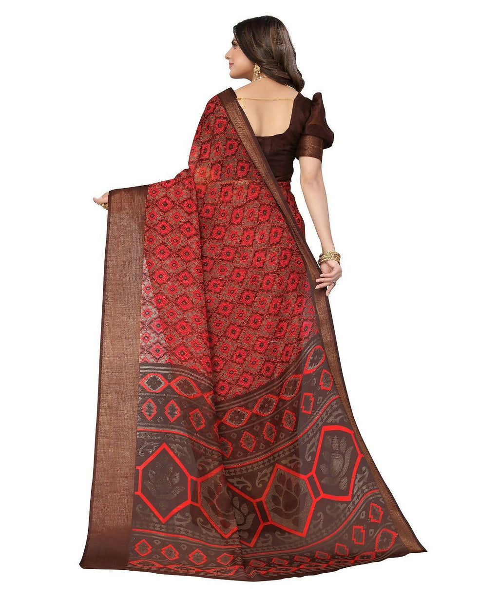 Vamika Cotton Red Jari Border Bollywood Style Saree (VASU RED)