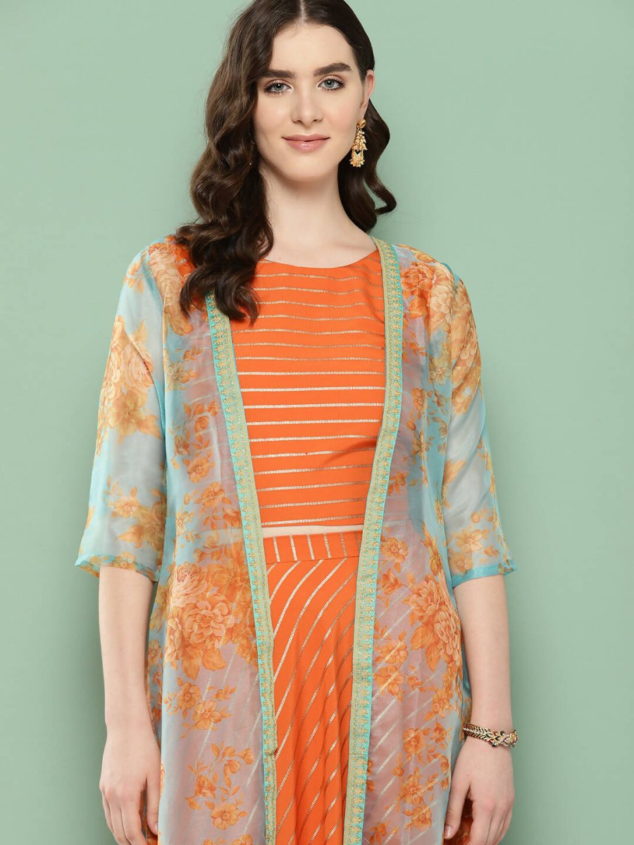 Ahalyaa Women's Traditional Wear Co-ods - Orange
